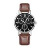 MODIYA Men Leather Strap Quartz Watch(Black Brown)