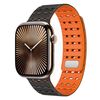 Cinturino in silicone magnetico traspirante bicolore per Apple Watch 42 mm / 41 mm / 40 mm / 38 mm (nero e arancione)