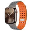 Cinturino in silicone magnetico traspirante bicolore per Apple Watch 42 mm / 41 mm / 40 mm / 38 mm (grigio-arancione)