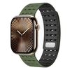 Cinturino in silicone magnetico traspirante bicolore per Apple Watch 42 mm / 41 mm / 40 mm / 38 mm (verde militare nero)