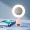 Luce ad anello per selfie con clip e specchio, luce per trucco portatile ricaricabile, 3 temperature di colore regolabili (rosa)