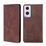 Per Oppo A96 5G Skin Feel Magnetic Orizzontal Flip Leather Case (marrone scuro)