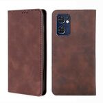 Per Oppo Reno7 5G Global Skin Feel Magnetic Orizzontal Flip Leather Case (marrone scuro)