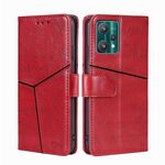 Per Oppo Realme 9 Pro Geometric Stitching Orizzontale Flip Leather Case (rosso)