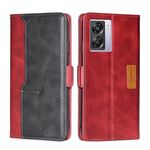 Per Oppo A57 5G 2022/Realme Q5i Case di telefono con fibbia del colore contrasto con fibbia (rosso + nero)