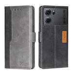 Per Oppo K10 5G Contrast Colore Contrast Laterale Custodia in pelle in pelle (nero + grigio)