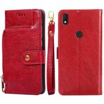 Per Alcatel Axel/Lumos Cipper Bag in pelle Custodia (Red)