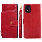 Per Alcatel 1B 2022 Custodia per telefono in pelle con cerniera (rosso)