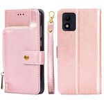 Per Alcatel 1B 2022 Custodia per telefono in pelle con cerniera (oro rosa)