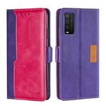 Per TCL 205 Custodia per telefono con fibbia con fibbia del colore a contrasto (Purple + Rose Red)