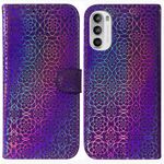 Per Motorola Moto G52 Custodia per telefono in pelle magnetica colorata (viola)