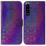 Per Sony Xperia 5 III Custodia per telefono in pelle magnetica colorata (viola)