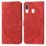 Per Samsung Galaxy A20E Mandala Flip Leather Case (Red)