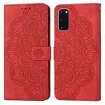 Per Samsung Galaxy S20 Mandala Case di telefono in pelle fritta in rilievo (rosso)