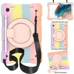 Per Samsung Galaxy Tab A8 10.5 2021 Silicone + PC Case di protezione per il corpo completo con supporto e cinturino (colorato oro rosa)