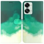 Per OnePlus Nord 2t WaterColor Pattern Orizzontale Flip Leather Telefono (Ciano verde)