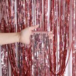 2 pezzi Laser Rain Curtain Birthday Party Background Decorazione della parete, colore: 1m di oro rosa