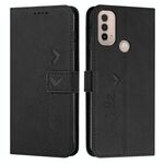 Per Motorola Moto E20/E30/E40 Scept Frent Heart Pattern Pelle Telefono (nero)