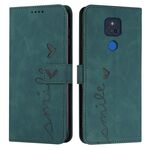 Per Motorola Moto G Play 2021 Scept Frent Heart Pattern Pelle Telefono (verde)