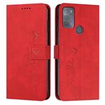 Per Motorola Moto G50 Skin Feel Pattern Heart Pelle Telefono (rosso)