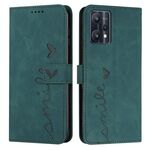 Per OPPO Realme 9 Pro Skin Feel Pattern Heart Pelle Telefono (verde)