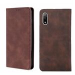 Per Sony Xperia Ace II Skin Feel Magnetic Orizzontale Flip Leather Case (marrone scuro)