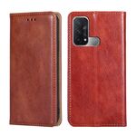 For OPPO Reno5 A Gloss Oil Solid Color Magnetic Leather Phone Case(Brown)