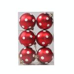 6pcs 6 cm dipinto di decorazioni per palline di Natale (punto bianco rosso)