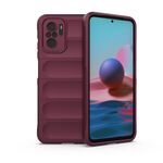 Per Xiaomi Redmi Note 10 4G Magic Shield TPU + Flanel Phone Case (vino rosso)