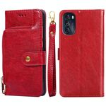 Per Motorola Moto G 5G 2022 Stuffa con cerniera PU + TPU Orizzontale Flip in pelle (rosso)