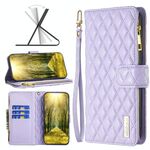 Per Oppo A54 4G / A55 5G / A16 Diamond Lat Attice Wallet Pulfricia Flip Telefono (Purple)