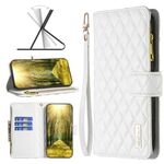 Per Oppo A72 / A52 / A92 Diamond Lattice Cipper Wallet Flip Telefono (bianco)