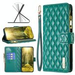 Per Oppo A72 / A52 / A92 Diamond Lat Attice Wallet Flip Telefono in pelle (verde)