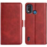 Per Nokia G11 Plus Custodia per telefono in pelle con fibbia magnetica su due lati (rossa)