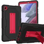 Per Samsung Galaxy A7 Lite T220 Custodia in silicone antiurto per robot a colori a contrasto + PC Tablet (nero rosso)