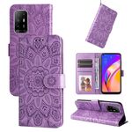 Per OPPO A94 5G / A95 5G / F19 Pro + Custodia in pelle di girasole goffrata (viola)