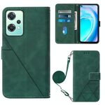 Per OnePlus Nord CE 2 Lite 5G Crossbody 3D Custodia in pelle con vibrazione in rilievo (verde scuro)