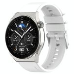 Per Huawei Watch GT 42mm/46mm / GT2 46mm 22mm Cinturino in silicone con testa sporgente Fibbia argento (bianco)