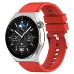 Per Huawei Watch GT 42mm/46mm / GT2 46mm 22mm Cinturino in silicone con testa sporgente Fibbia argento (rosso)