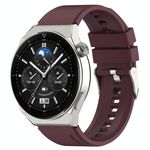 Per Huawei Watch GT3 42mm 20mm Cinturino in silicone con testa sporgente Fibbia argento (rosso vino)