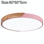 Macaron in legno LED a soffitto rotondo, luce bianca, dimensioni: 60 cm (rosa)