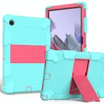 Per Samsung Galaxy Tab A8 10.5 2021 Custodia in silicone in silicone a due colori + PC Tablet (Mint Green + Rose Red)