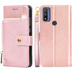 Per Motorola Moto G Borsa con cerniera purea custodia con cerniera in pelle (oro rosa)