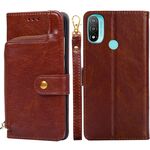 Per Motorola Moto E20 / E40 Custodia con cerniera con cerniera (Brown)