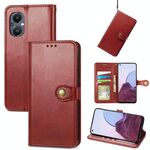 Per OnePlus Nord N20 5G Custodia per fibbia in pelle massello di colore (rosso)