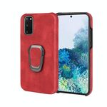 Cassa del telefono PU del supporto per anello per Samsung Galaxy S20 (rosso)