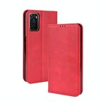 Per OPPO A55S 5G versione jp versione magnetica fibbia retrò telaio in pelle custodia (rosso)