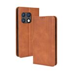 Per OnePLUS 10 Pro 5G Cassa del telefono retrò con fibbia magnetica (Brown)