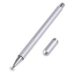 361 2 in 1 Penna stilo del dischi in silicone universale con la penna di scrittura del telefono cellulare e cappuccio magnetico (argento)