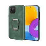 Cassa del telefono PU del supporto per anello per Samsung Galaxy A03 166mm (verde scuro)